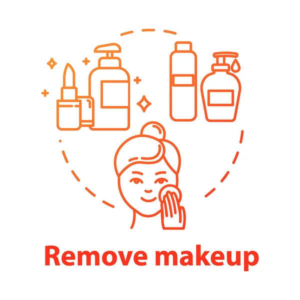 Odstranit make-up, čištění obličeje, hygienické koncepce ikony. Vzhled w — Stockový vektor
