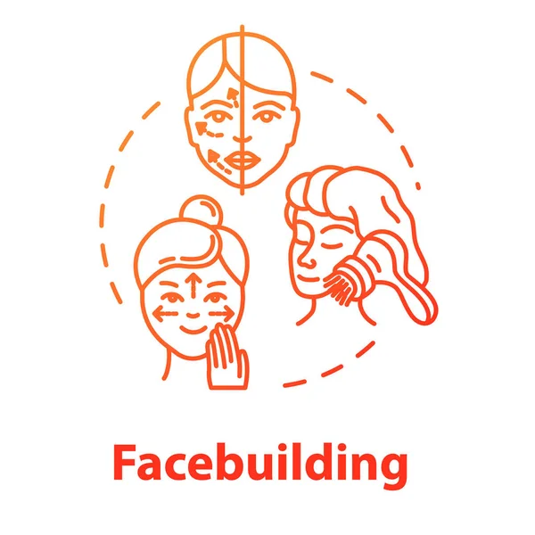 Facebuilding, face massage, cosmetology and health concept icon. — Stok Vektör