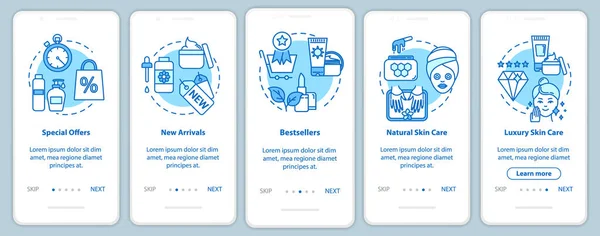 Pantalla de página de aplicación móvil incorporada Skicare con conceptos. Bestsel — Archivo Imágenes Vectoriales