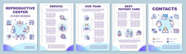 Üreme merkezi broşürü. Kısırlık tedavisi kliniği. Broşür, broşür, broşür baskısı, doğrusal simgelerle kaplama tasarımı. Dergiler için vektör planları, yıllık raporlar, reklam posterleri