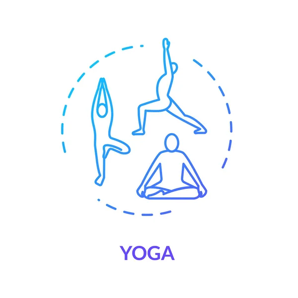 Yoga koncept ikon. Hälsosam livsstil, avkopplande träning, kompletterande medicin idé tunn linje illustration. Aktiva övningar och meditationsterapi. Vektor isolerad kontur Rgb färg ritning — Stock vektor