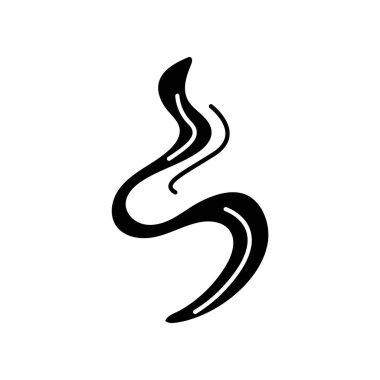 Bayat siyah kabartma simgesi. Güzel koku. Aroma girdabı, hoş bir parfüm kokusu. Aromatik koku dalgaları, rüzgar. Tüttür. Beyaz uzayda siluet sembolü. Vektör izole illüstrasyonu