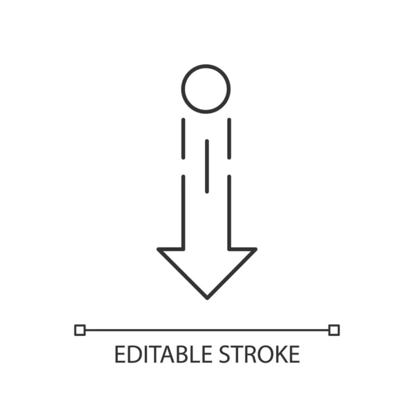 向下箭头和圆形像素完美的线性图标 垂直滚动的姿态为触摸屏 细线可定制的示例 绕道标志 矢量孤立的轮廓图 可编辑笔划 — 图库矢量图片