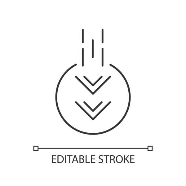 Pijl Omlaag Cirkel Pixel Perfecte Lineaire Pictogram Mobiele App Pagina — Stockvector