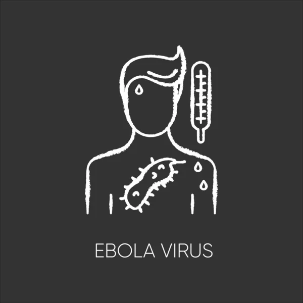 Ebola Virus Chalk White Icon Black Background Dangerous Viral Disease — Stock Vector