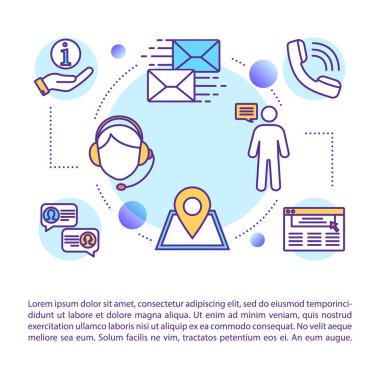 Metinli istemci destek konsepti simgesi. Yardım hattı servisi. Bilgi Merkezi. Tele pazarlama, yardım masası. PPT sayfa vektör şablonu. Broşür, dergi, kitapçık tasarım ögesi doğrusal çizimler