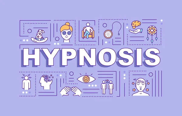 Banner Conceptos Palabras Hipnosis Hipnoterapia Subconsciente Infografías Con Iconos Lineales — Archivo Imágenes Vectoriales
