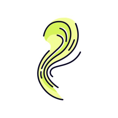 Kötü kokulu yeşil Rgb renk simgesi. Pis kokulu bulut. Toksik emisyon, koku. Gaz, pis koku. Leş gibi kıvrımlar. Sıcak hava kokusu. Duman akışı, duman girdabı, buharlaşma, kötü koku. İzole vektör illüstrasyonu