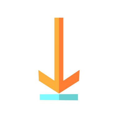 Down Arrow, düz dizayn karikatür RGB renk simgesi yükle. Sayfa arama yönü. Web sitesi işaretçisi. İşlem, imleç indiriliyor. Arayüz yönlü kaydır düğmesi. Vektör silueti çizimi