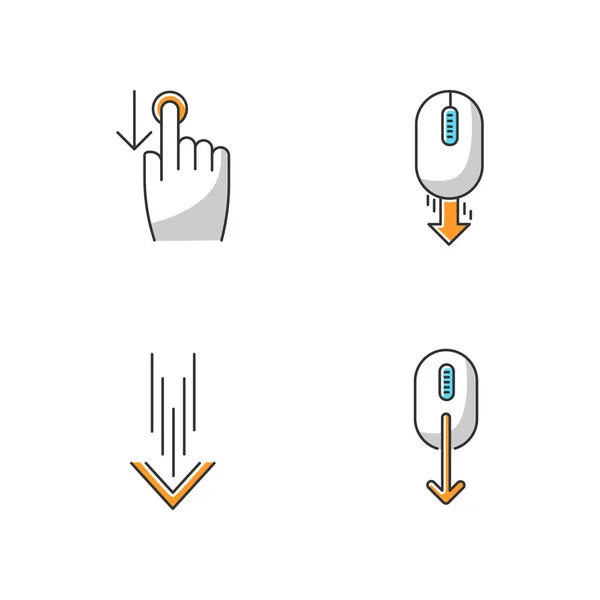 Scrolldown White Orange Rgb Color Icons Set Swipe Indicators Smartphone — Stock Vector
