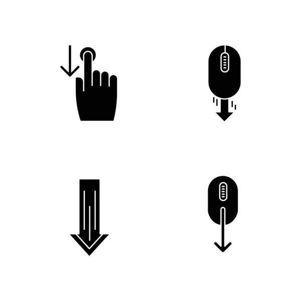 Scrolldown Schwarze Glyphen Symbole Auf Weißem Raum Wischen Sie Die — Stockvektor