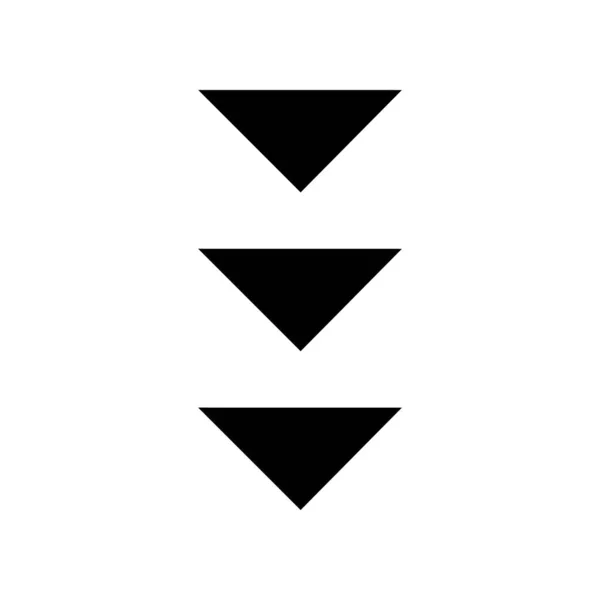 Drei Pfeile Schwarzes Glyphen Symbol Seitenblättern Vertikaler Richtung Herunterladen Webseitenzeiger — Stockvektor