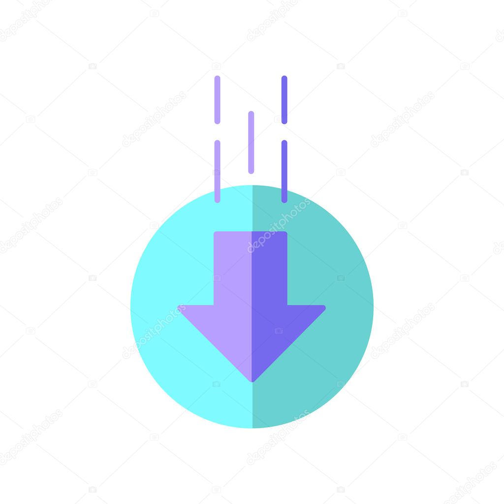 down arrow in circle flat design cartoon rgb color icon moving arrowhead in round shape mobile app page browsing indicator website pointer scrolldown button vector silhouette illustration premium vector in adobe wdrfree
