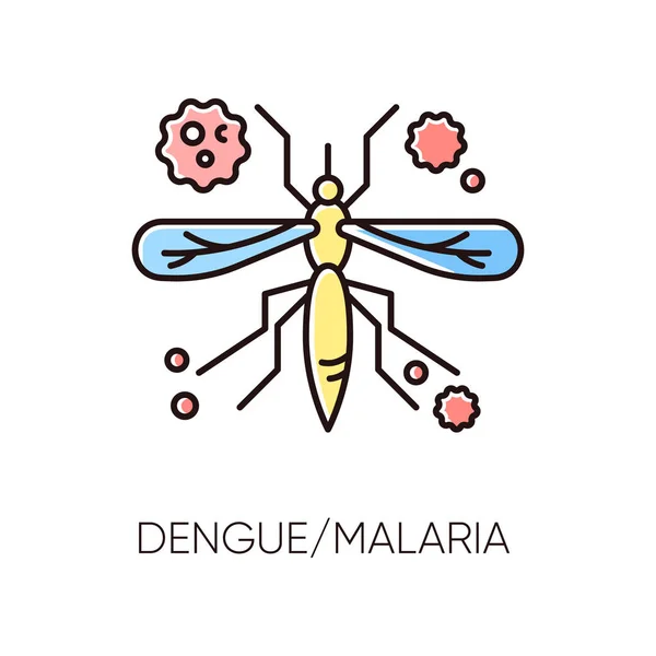 Dengue Malárie Rgb Barevná Ikona Tropická Infekční Nemoc Nebezpečná Nemoc — Stockový vektor