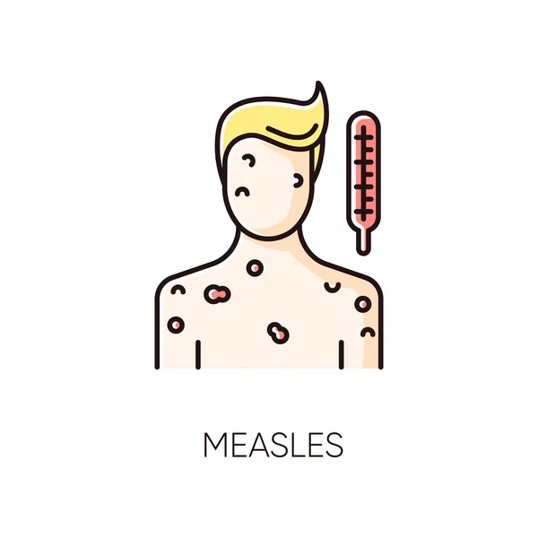 Measles Rgb Color Icon 유행성 바이러스 감염성 바이러스 의학적 발열등 — 스톡 벡터