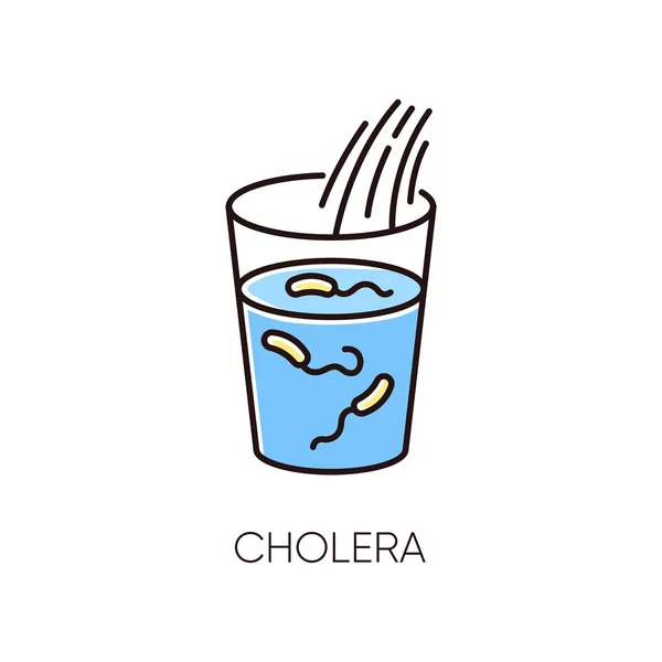 Cholera Rgb Színes Ikon Endemikus Bakteriális Fertőzés Fertőző Betegség Orvosi — Stock Vector