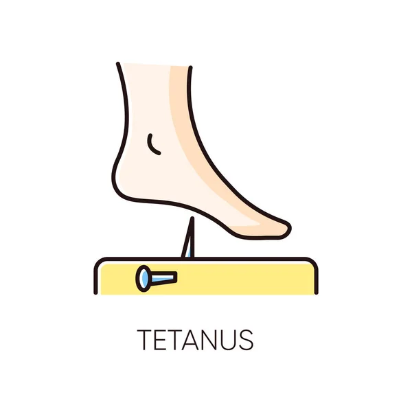 Barevná Ikona Tetanus Rgb Infekční Onemocnění Bakteriální Infekce Clostridium Tetani — Stockový vektor