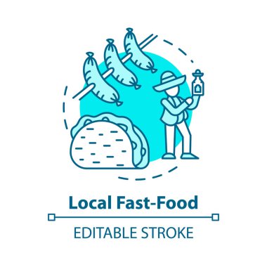 Local fast food concept icon. Indigenous cooking, affordable meal idea thin line illustration. Cost effective nutrition, eating on the go. Vector isolated outline RGB color drawing. Editable stroke