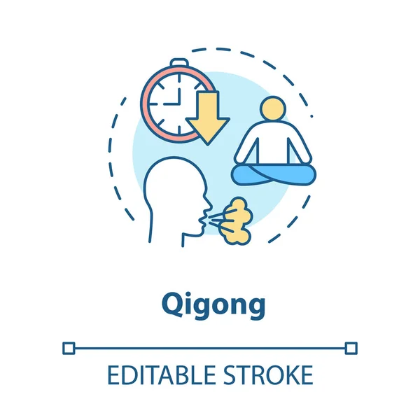 Icône Concept Qigong Médecine Alternative Thérapie Orientale Idée Ligne Mince — Image vectorielle