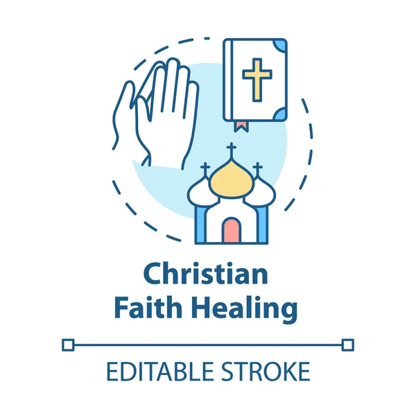Christian faith healing concept icon. Alternative medicine, religion idea thin line illustration. Healing by divine intervention. Vector isolated outline RGB color drawing. Editable stroke