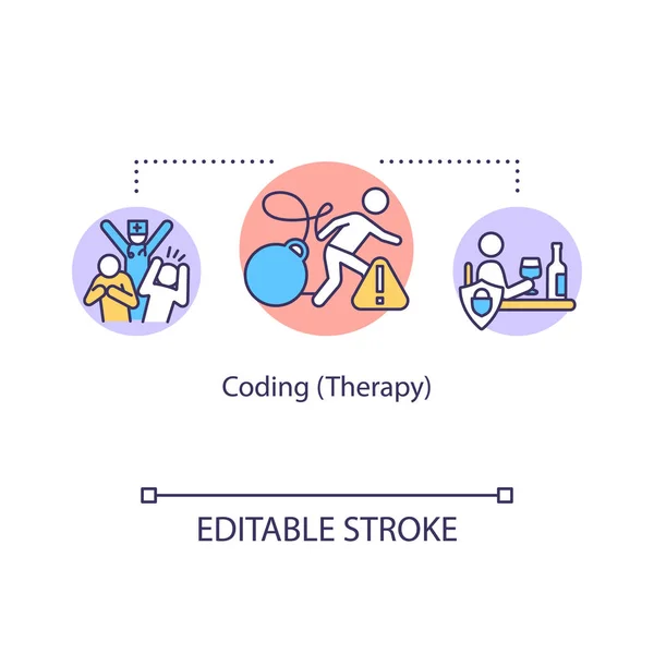 Codering Therapie Concept Icoon Verslavingsbehandeling Idee Dunne Lijn Illustratie Valse — Stockvector