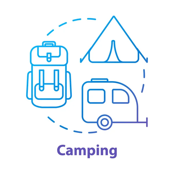 Camping Concept Icon Outdoor Recreation Backpacking Hiking Tip Idea Thin — Stock Vector