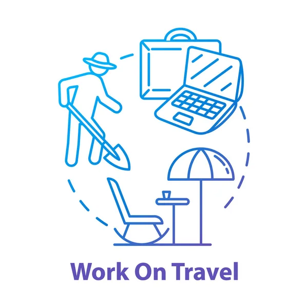 Trabaja Icono Del Concepto Viaje Trabajo Vacaciones Idea Turismo Asequible — Archivo Imágenes Vectoriales