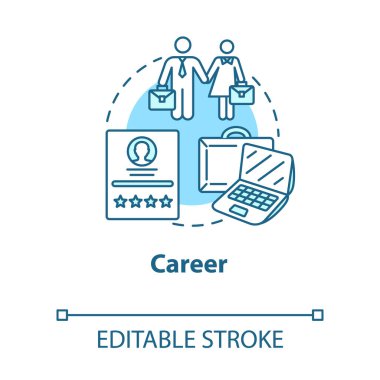 Kariyer konsepti ikonu. İş yolu. Profesyonel eğitim. Şirket pozisyonu. İş geliştirme fikri ince çizgi çizimi. Vektör izole edilmiş Rgb çizimi. Düzenlenebilir vuruş