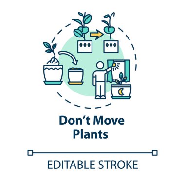 Bitkilerin konsept simgesini hareket ettirme. Ev bitkileri umursuyor. Çiçekçilik tüyoları. Çiçeklerin iklimlendirme fikri ince çizgi çizimi. Vektör izole edilmiş Rgb çizimi. Düzenlenebilir vuruş