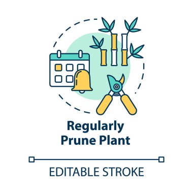 Normal erik bitkisi konsepti ikonu. Ev yapımı çiçek bakımı. Ölü dalları kesmek ya da ince çizgiler çizmek. Vektör izole edilmiş Rgb çizimi. Düzenlenebilir vuruş