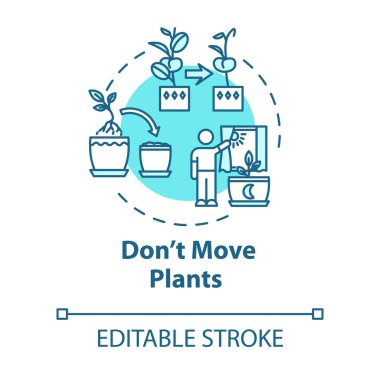 Bitkilerin konsept simgesini hareket ettirme. Çiçekçilik tüyoları. Ev bitkileri umursuyor. Çiçeklerin iklimlendirme fikri ince çizgi çizimi. Vektör izole edilmiş RGB renk çizimi. Düzenlenebilir vuruş