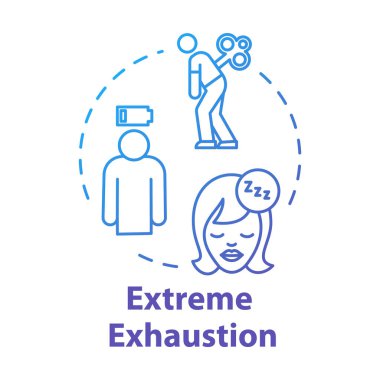 Extreme exhaustion concept icon. Lack of energy. Overwork and burnout. Cold symptom. Chronic weakness. Fatigue idea thin line illustration. Vector isolated outline RGB color drawing clipart