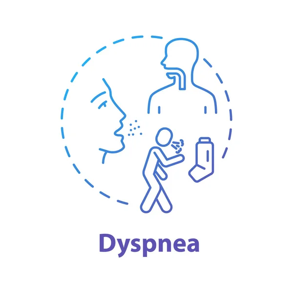 Dyspnoe Koncepció Ikon Feszültség Mellkasban Légszomj Asztma Inhalátor Légzőszervi Betegség — Stock Vector