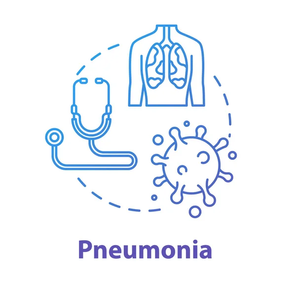 Ikona Konceptu Pneumonie Diagnóza Alveoli Zánět Plic Respirační Onemocnění Bronchi — Stockový vektor