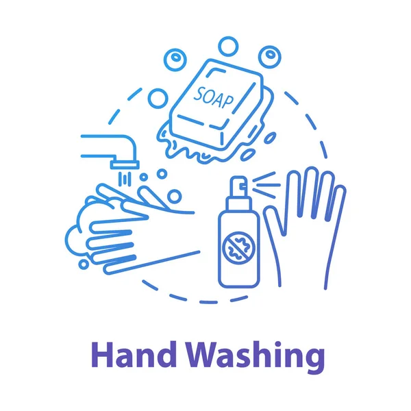 Hand Washing Concept Icon Liquid Foam Sanitary Safety Rinsing Water — Stock Vector