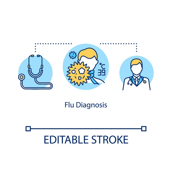 Піктограма Концепції Діагностики Грипу Охорона Здоров Професійний Огляд Вірусний Огляд — стоковий вектор