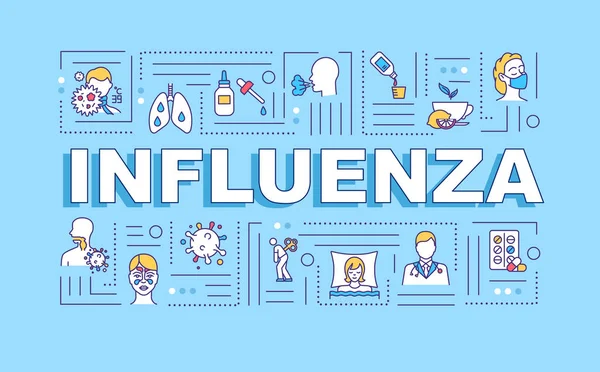 Influenza Word Concepts Banner Dolor Pulmonar Dolor Torácico Medicina Recetada — Vector de stock