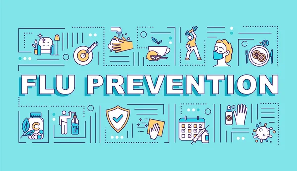 Banner Conceptos Palabras Prevención Gripe Vacunación Con Vitamina Vacunación Infografías — Vector de stock