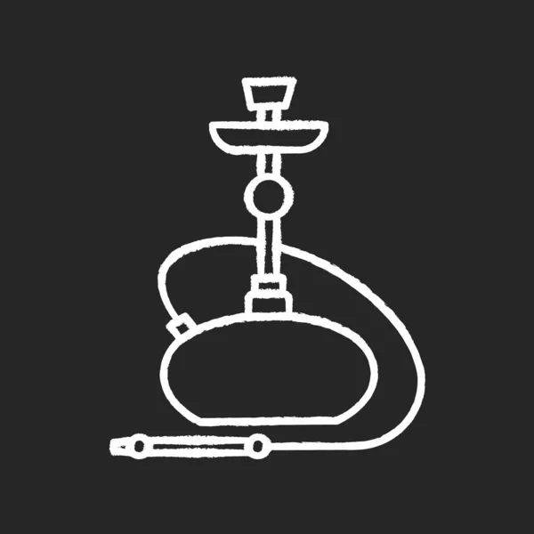 Hookah Krijt Wit Pictogram Zwarte Achtergrond Sheesha Huis Glazen Bol — Stockvector