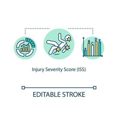 Yaralanma derecesi, çoklu travma konsepti ikonu. Ölümlülük, morbidite ve hastaneye kaldırılma zamanı göstergeleri ince çizgiler çiziyor. Vektör izole edilmiş RGB renk çizimi. Düzenlenebilir vuruş