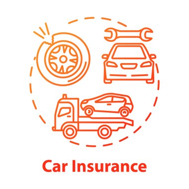 Araba sigortası konsepti. Emlak koruması. Araba kazası. Çarpışma hasarı. Kaza sigortası. Kişisel mülkiyet fikre ince çizgi çizimi. Vektör izole edilmiş RGB renk çizimi