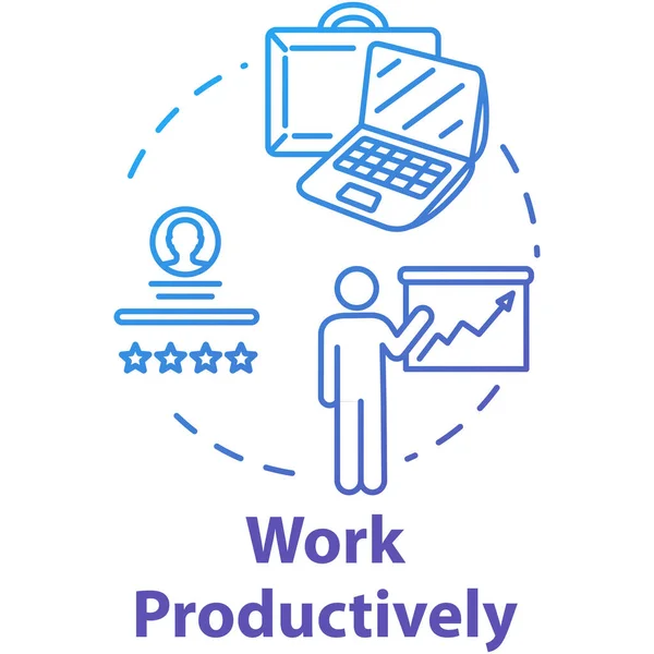 Work Productively Concept Icon Successful Workflow Planning Reaching Goal Effective — Stock vektor