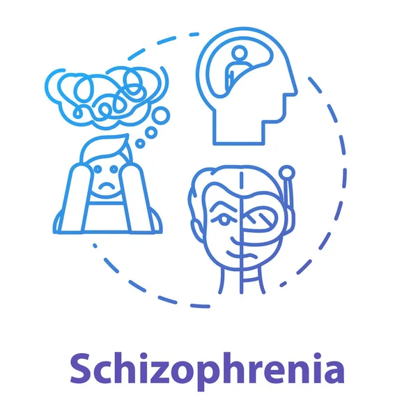 Skizofrénia Koncepció Ikon Pszichózis Hallucinációkkal Őrültség Skizofrén Rendellenesség Mentális Betegség — Stock Vector