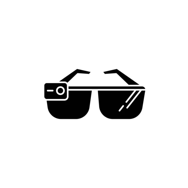 Gafas Inteligentes Icono Glifo Negro Gafas Inteligentes Aparato Óptico Portátil — Vector de stock