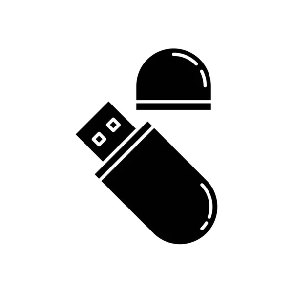 Usb Flash Drive Μαύρο Glyph Εικονίδιο Συσκευή Αποθήκευσης Συμπαγών Δεδομένων — Διανυσματικό Αρχείο