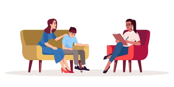 Family Psychotherapy Session Semi Flat Rgb Color Vector Illustration Inglês — Vetor de Stock