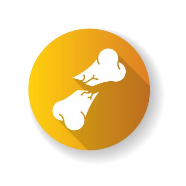 Kemik kırığı, düz dizayn, uzun gölge sembolü. Belirsiz yerinden oynamış kırık. Yaralı vücut parçası. Travma tedavisi. Sağlık hizmetleri. Tıbbi durum. Acil durum. Siluet RGB renk çizimi