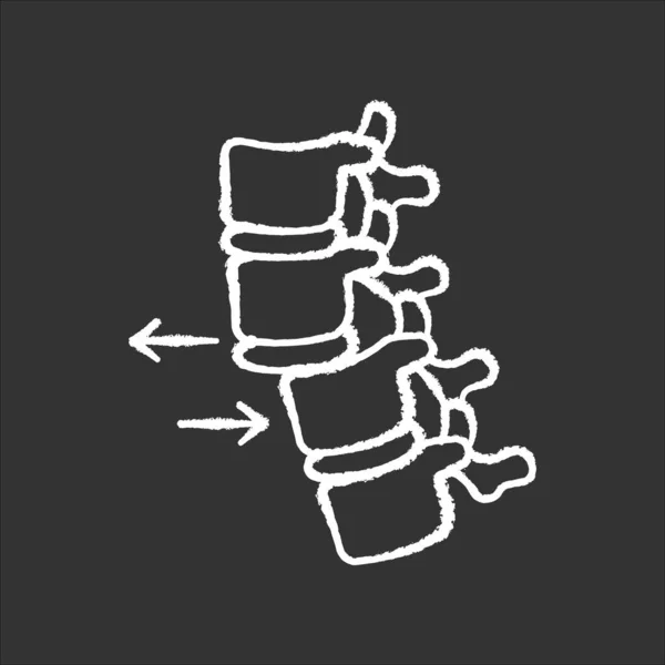 Ruggengraat Dislocatie Krijt Wit Pictogram Zwarte Achtergrond Verplaatsing Van Wervelkolom — Stockvector