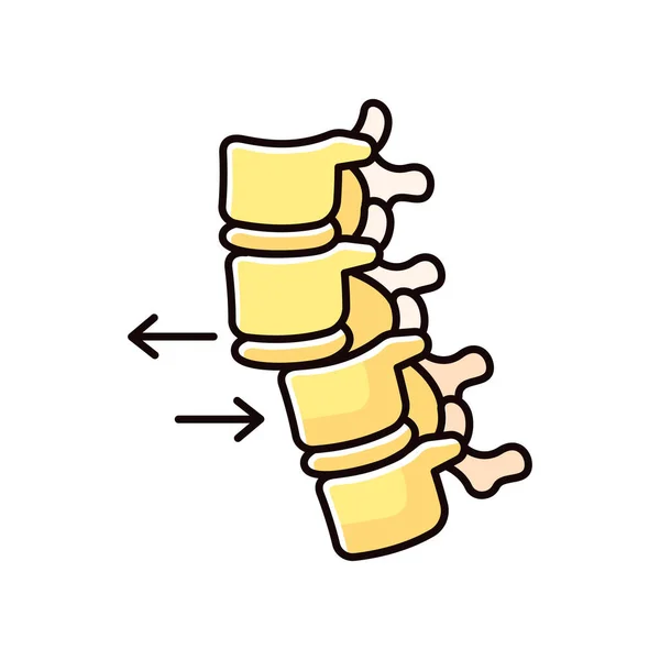 Dislocación Columna Icono Color Rgb Desplazamiento Vértebra Espinal Accidente Lesión — Vector de stock