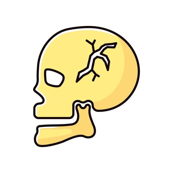 Skull Fracture Rgb Color Icon Cranial Bone Break Dangerous Head — Stock Vector